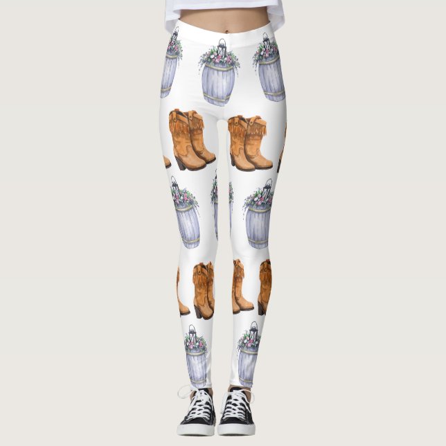 Women's Leggings Summer Country Wedding Rustic Wat (Front)