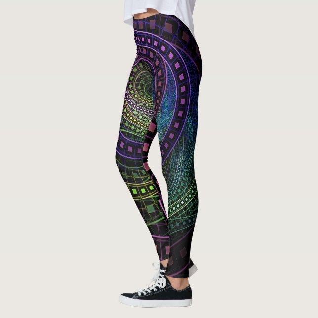 Women's Leggings with Technicolor Fractal Rainbow (Left)
