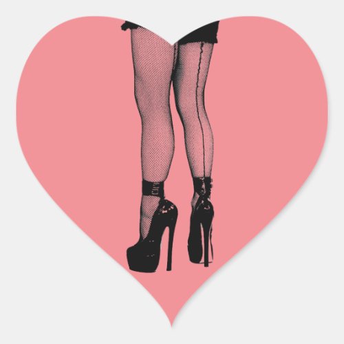 Womens Legs Fishnet Stockings fashion Ink Drawing Heart Sticker