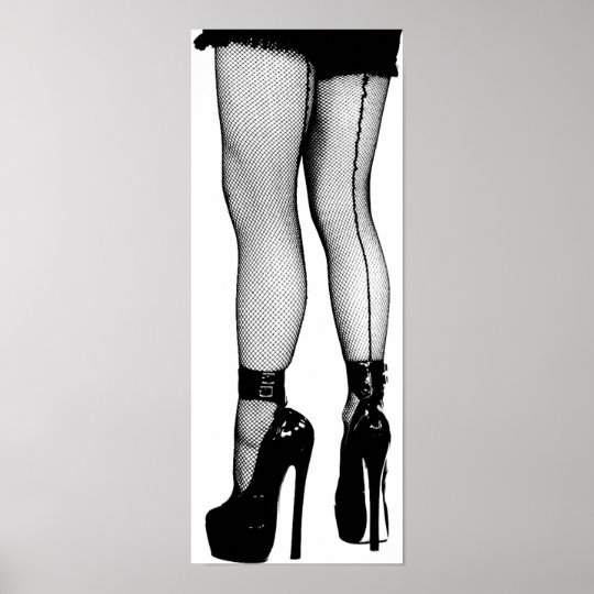 Womens Legs Stockings Ink Drawing Poster