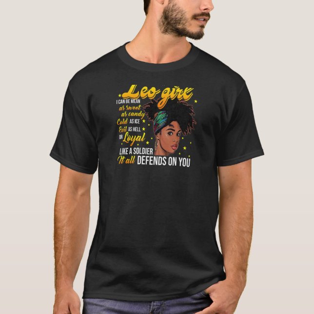 Womens Leo Afro Girl Are Born In July 23 August 22 T-Shirt (Front)