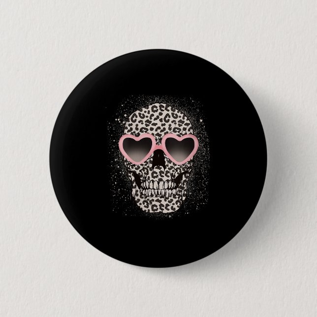 Womens Leopard Gothic Skull Cool Skeleton Cheetah  Button (Front)