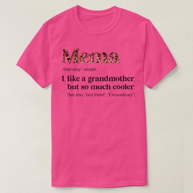Womens Leopard Mema Definition Funny Grandma Gift  T-Shirt (Design Front)