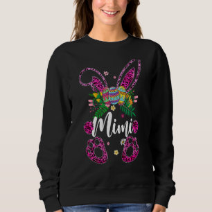 Womens Leopard Mimi Bunny Easter Eggs Family Match Sweatshirt