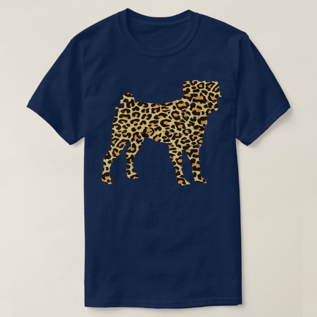 Womens Leopard Print Pug Cute Animal Pet Dog Lover T-Shirt (Design Front)