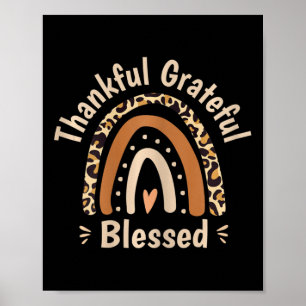 Womens Leopard Rainbow Thankful Grateful Blessed C Poster