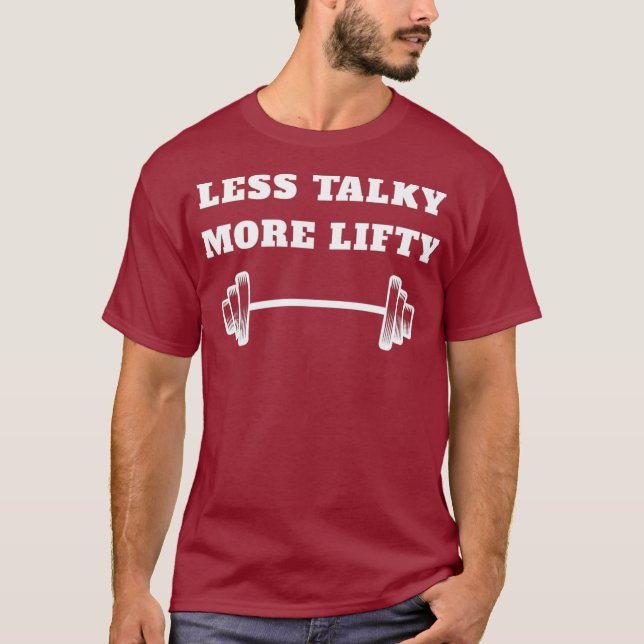 Womens Less Talky More Lifty Cute Weight Lifting T-Shirt (Front)
