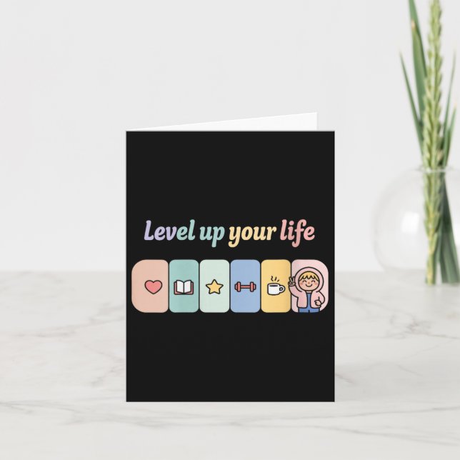 Womens Level Up Your Life Progress Bar Gamer Motiv Card (Front)