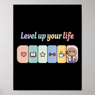 Womens Level Up Your Life Progress Bar Gamer Motiv Poster
