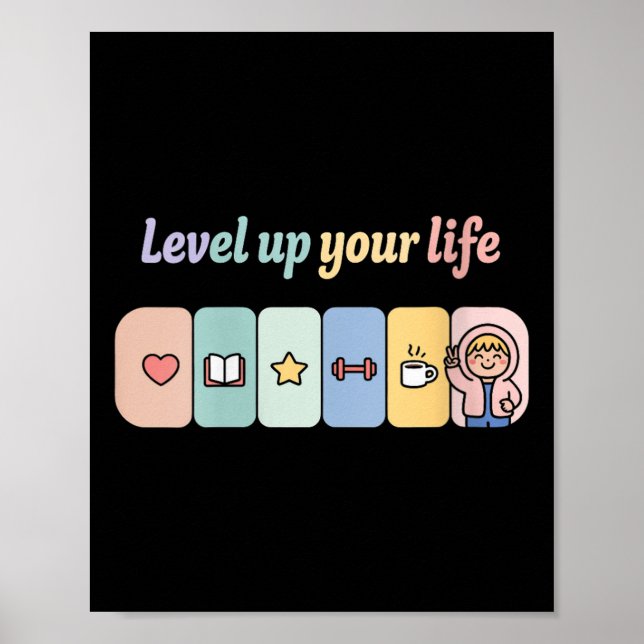 Womens Level Up Your Life Progress Bar Gamer Motiv Poster (Front)