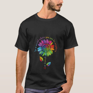 Womens LGBTQ Rainbow Sunflower World Flower Pride  T-Shirt