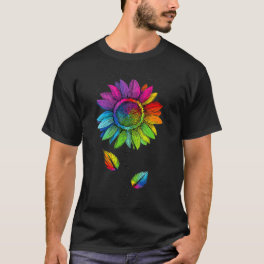 Womens LGBTQ Rainbow Sunflower World Flower Pride T-Shirt