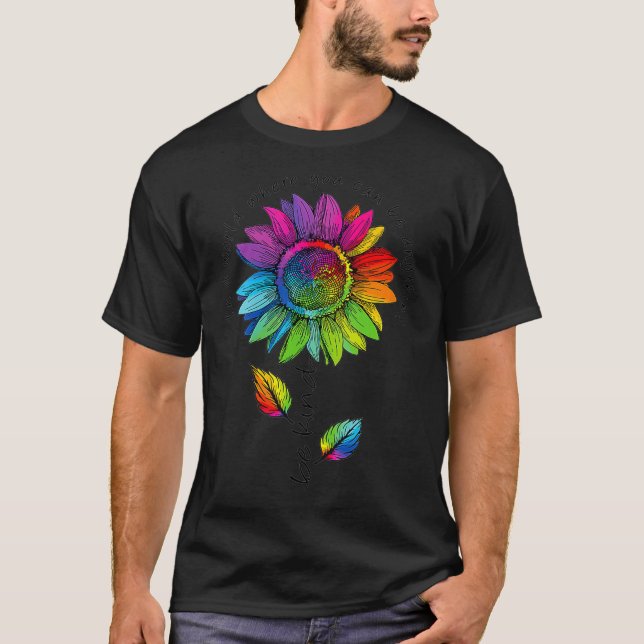 Womens LGBTQ Rainbow Sunflower World Flower Pride  T-Shirt (Front)
