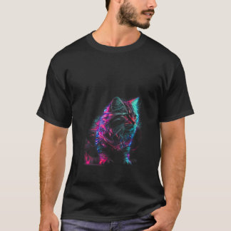 Womens Light Ghost Cat V Neck T Shirt
