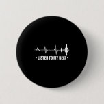 Womens Listen To My Beat Plane Heartbeat Rhythm Li Button