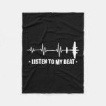 Womens Listen To My Beat Plane Heartbeat Rhythm Li Fleece Blanket