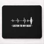 Womens Listen To My Beat Plane Heartbeat Rhythm Li Mouse Pad