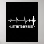 Womens Listen To My Beat Plane Heartbeat Rhythm Li Poster
