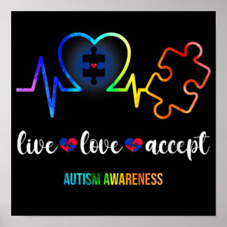 Womens Live Love Accept Autism Awareness Month Poster