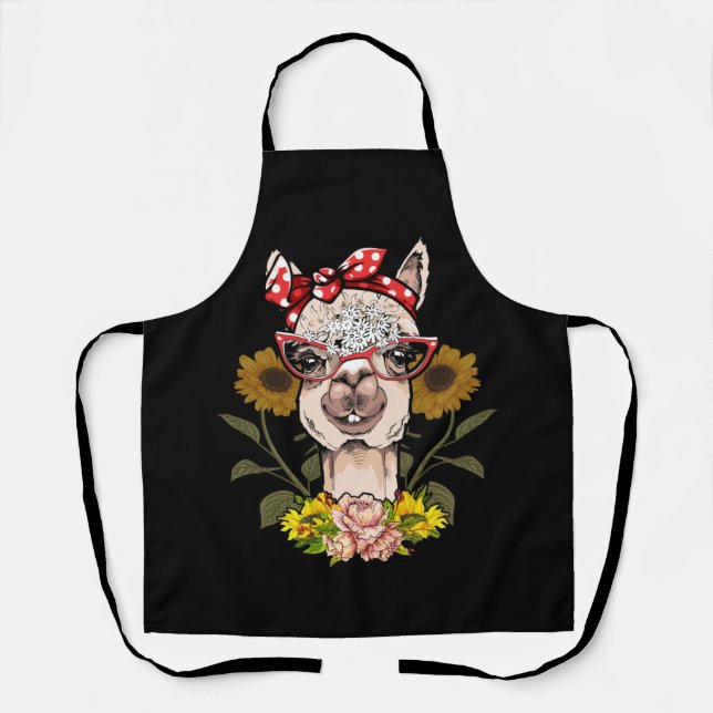 Women's Llama Bandana Alpaca Llama Animal Apron (Front)