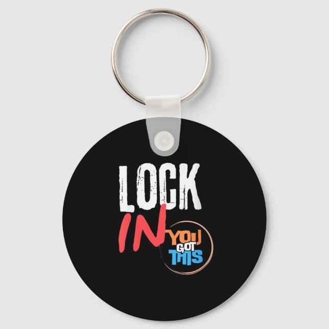 Womens Lock In You Got This Teacher Testing Motiva Keychain (Front)