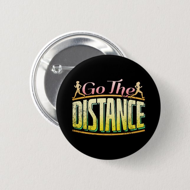 Womens Long Distance Running - Marathon Runner Button (Front & Back)