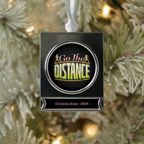 Womens Long Distance Running - Marathon Runner Silver Plated Banner Ornament
