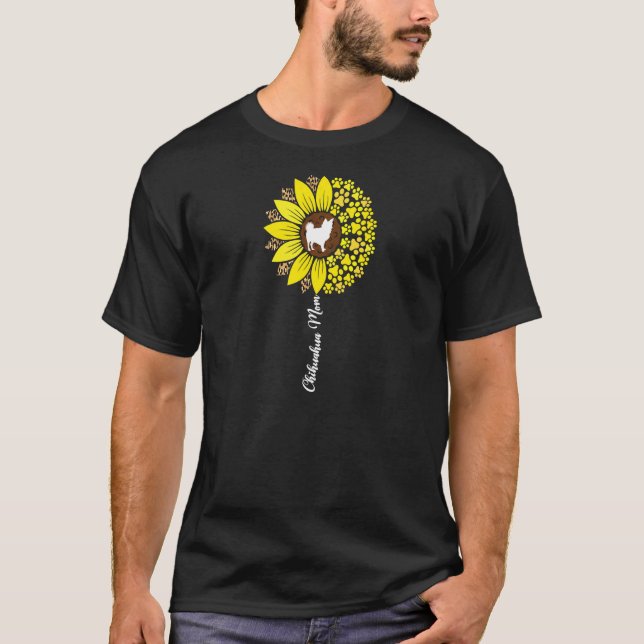 Womens Long Haired Hair Chihuahua Mom Sunflower Ch T-Shirt (Front)