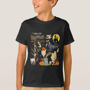 Womens Long Live Halloween Black Cat Poison Witch T-Shirt