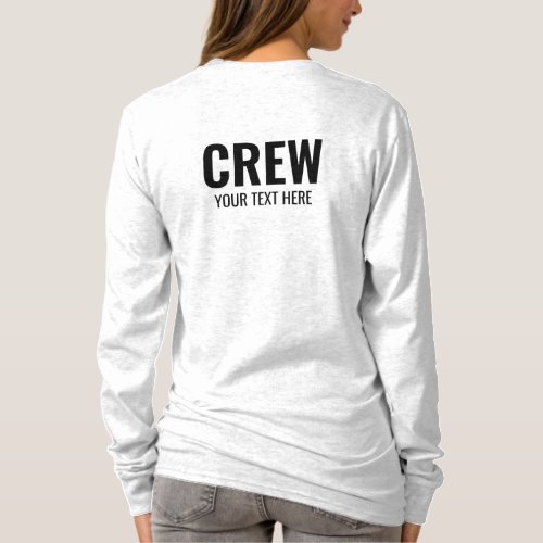 Womens Long Sleeve Ash Grey Staff Crew Member T_Shirt