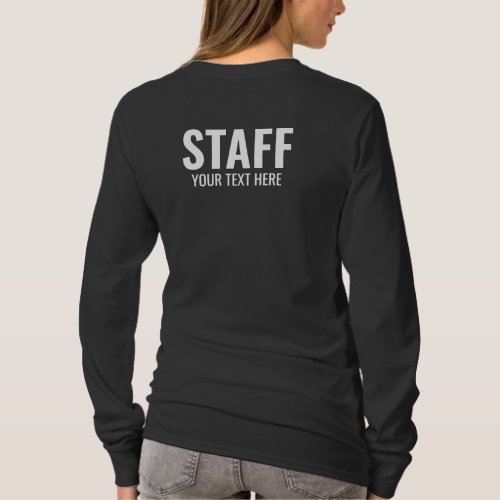 Womens Long Sleeve Black Tshirt Staff Crew Member