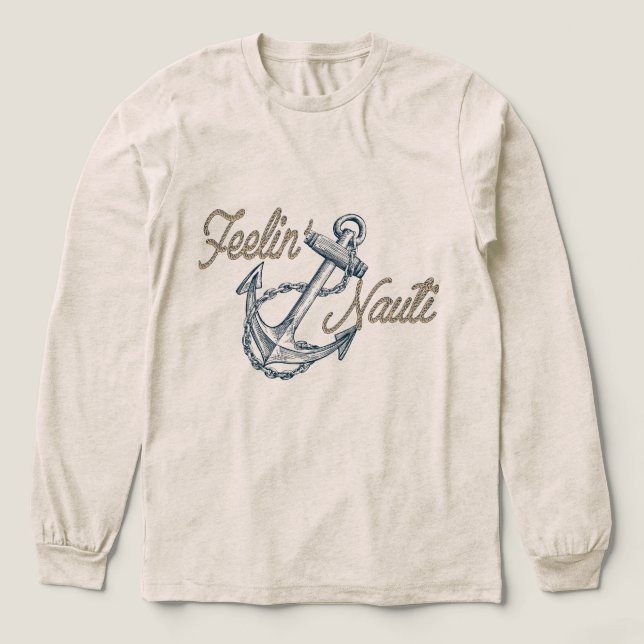 Women's Long Sleeve Feelin' Nauti Nautical Shirt (Design Front)