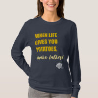 Women's Long-Sleeve Hanukkah Shirt - "Make latkes"