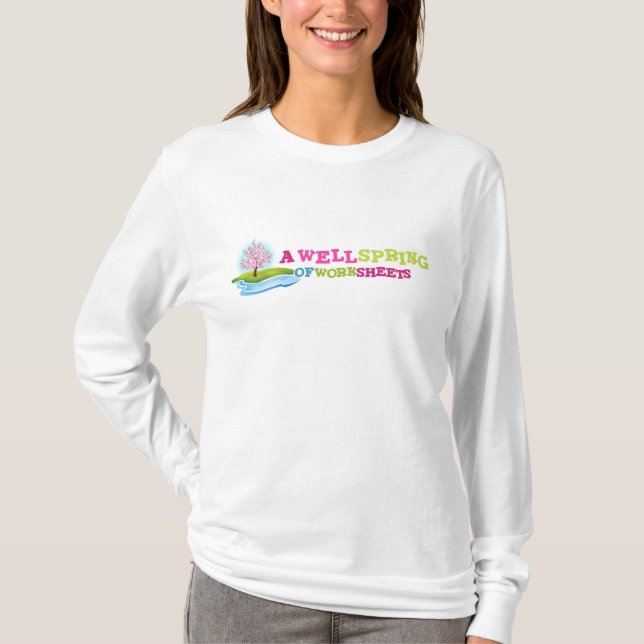 Women's Long Sleeve White Tee with Logo (Front)