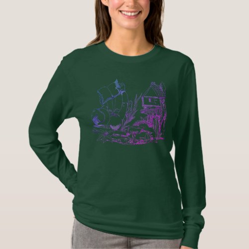 Womens Longsleeve Elf Manor Color Printed Fancy T_Shirt