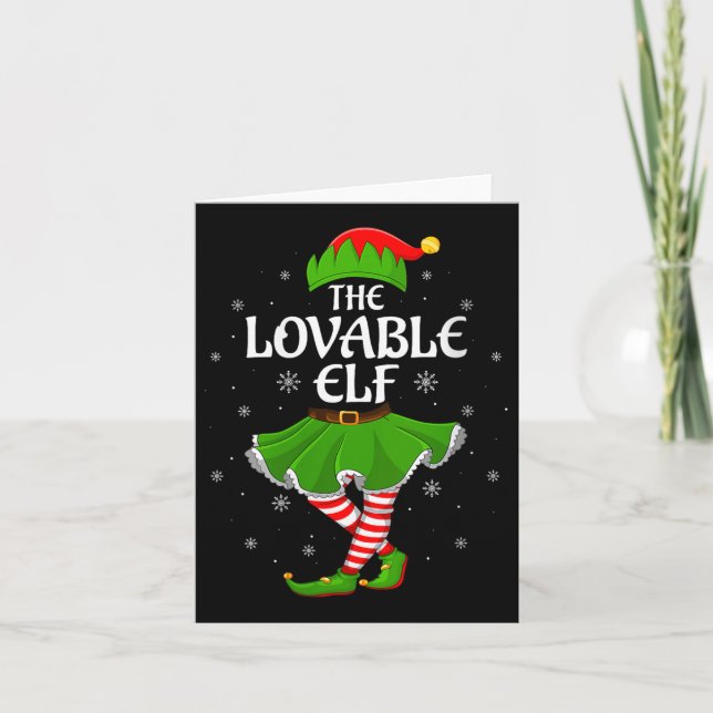 Womens Lovable Elf Christmas Family Girls Women El Card (Front)