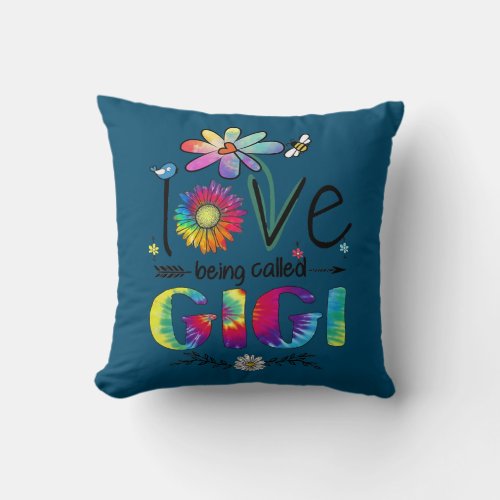 Womens Love Being Called Gigi Daisy Tie Dye Cute Throw Pillow