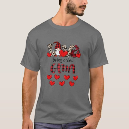 Womens Love Being Called Gma Gnome Leopard Plaid C T_Shirt