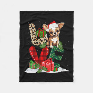 Womens Love Chihuahua Dog Buffalo Plaid Dog Lover Fleece Blanket