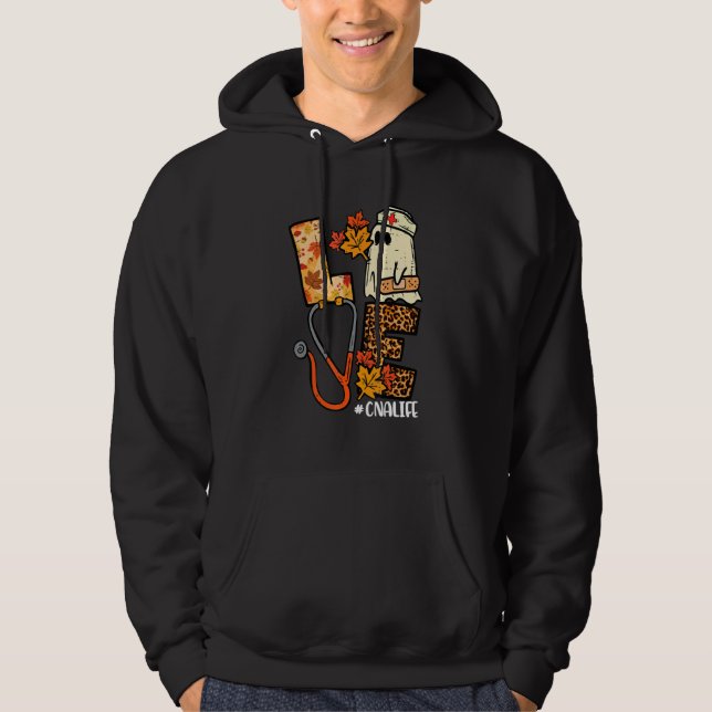 Womens Love CNA Life Nurse Messy hair Healthcare Hoodie (Front)