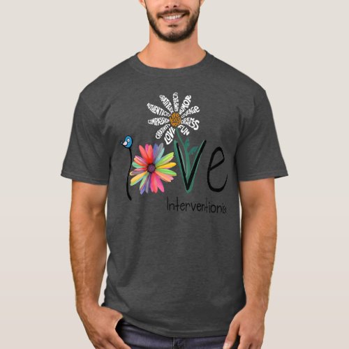 Womens Love Daisy Flower Interventionist  T_Shirt