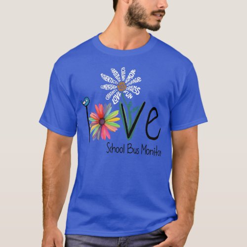 Womens Love Daisy Flower School Bus Monitor Premiu T_Shirt