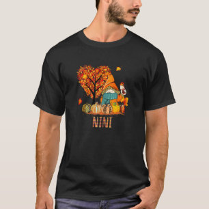 Womens Love Fall Gnomes Nini Halloween Pumpki Gran T-Shirt