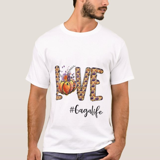 Womens Love Gaga Life Pumpkin Autumn Halloween  T-Shirt (Front)