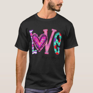 Womens Love Grandy Life Of Hearts Valentine's Day  T-Shirt