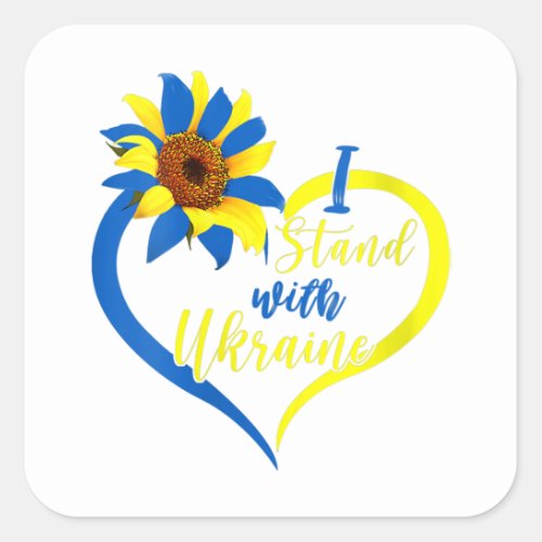 Womens Love Heart Ukraine Sunflower Ukrainian I St Square Sticker