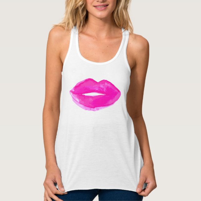 Women's LOVE LOVE ♡ Hand Painted Lips Tank Top (Front)