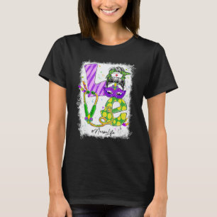 Womens Love Messy Bun Nurse Rn Or Cna Er Mardi Gra T-Shirt