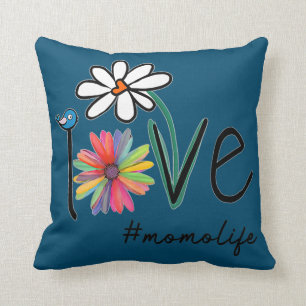 Womens Love Momolife Life Daisy Flower Cute Funny Throw Pillow