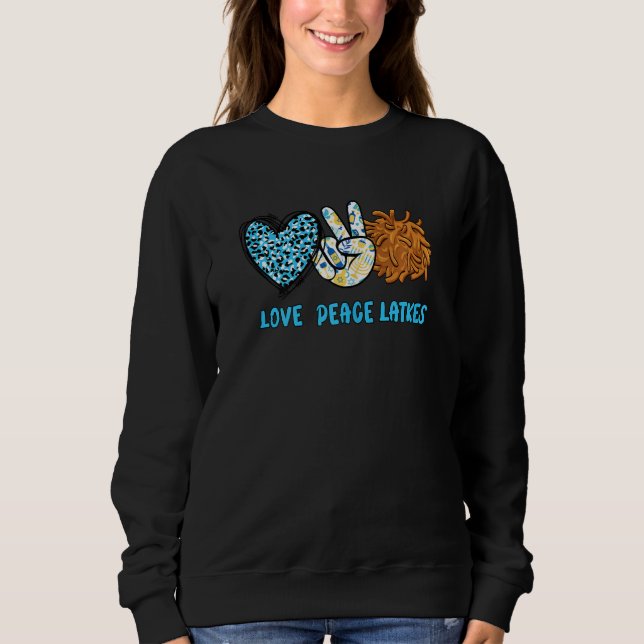 Womens Love Peace Latkes Happy Hanukkah Chanukah J Sweatshirt (Front)